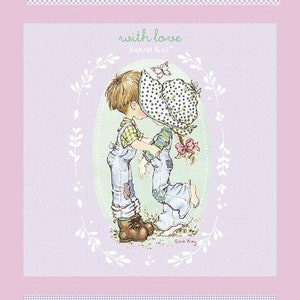 Sarah Kay With Love Characters Lilac 3 Blocks DV5051  Cotton Quilting Fabric Panel