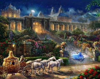 Disney Cinderella Uhr schlägt um Mitternacht Baumwolle Quilten Stoff Panel