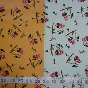 Wildlife Art Ameisen und Lilly Pilly Karamell und Himmel Hintergrund Baumwolle Quilten Stoff 1/2 YARD