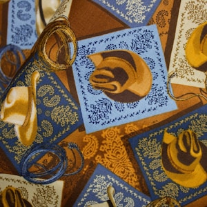 Wild Wild West Western Hats and Bandannas Cotton Quilting Fabric 1/2 YARD