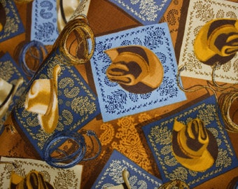 Wild Wild West Western Hats and Bandannas Cotton Quilting Fabric 1/2 YARD