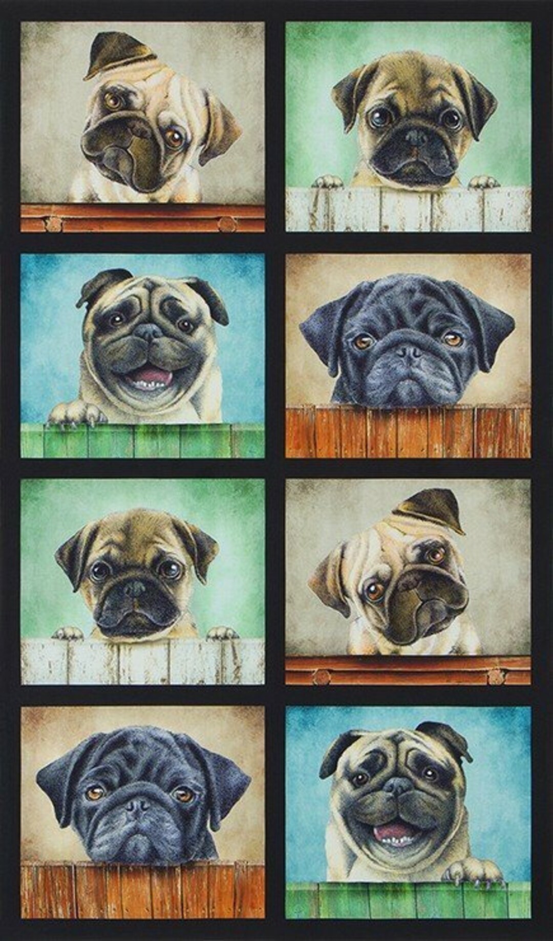 Whiskers and Tails Sweet Puppy Dogs Cotton Quilting Panel Etsy