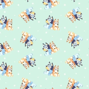 Bluey and Bingo Best Friends Soft Green 80835-A620715 Quilting Stoff, Baumwolle 1/2 HOF