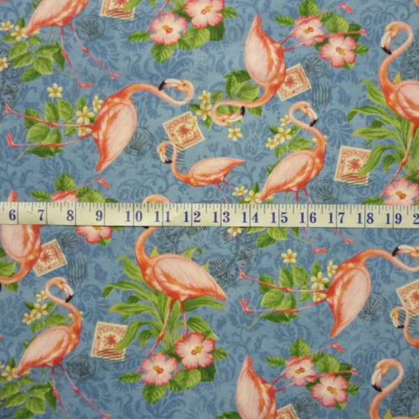 Neptune's Garden Flamingo Cotton Quilting Fabric 1/2 YARD