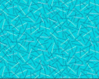 A Cut Above Hairdresser Bobby Pins Turquoise 28756-Q Cotton Quilting Fabric 1/2 YARD