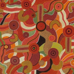 Op Australische Aboriginalkunst geïnspireerde Katoomba Sunset quiltkatoen 1/2 YARD