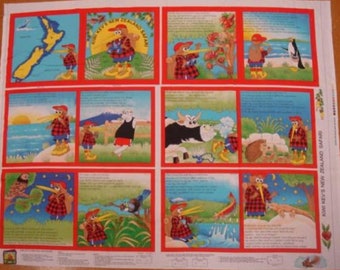 Kiwi Kevs New Zealand Animal Safari Cotton Quilting Fabric Book Panel