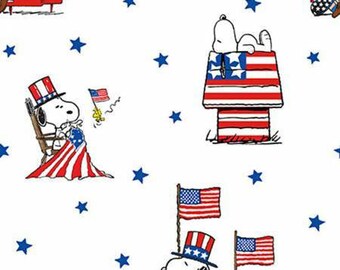 Peanuts Patriotic Cotton Quilting Fabric 1/2 YARD