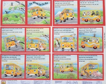 The Wheels on the Bus Cotton Quilting Fabric Book Panel