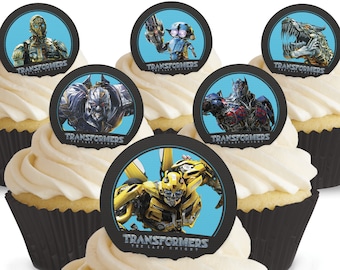 Toppershack 12 x PRE-CUT Transformers Edible Cake Toppers