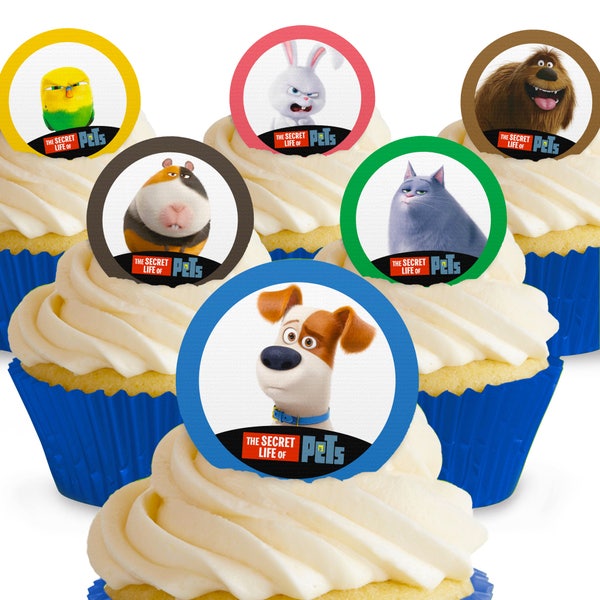 Toppershack 12 x PRE-CUT Secret Life of Pets Edible Cake Toppers