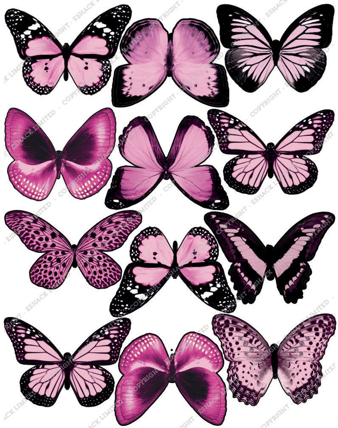 12 X PRECUT Light Pink Butterfly Edible Cake Toppers BT069 Etsy