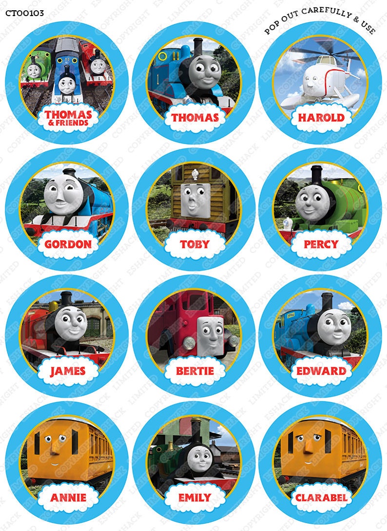 Toppershack 12 x PRE-CUT Thomas the Tank Engine & Friends Edible Cake Toppers image 2