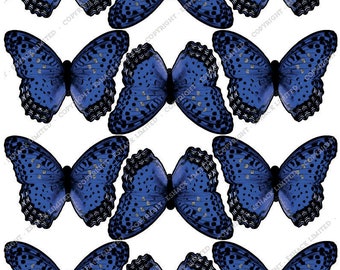 Cakeshop 12 x PRE-CUT Blue Butterfly Edible Cake Toppers BT004