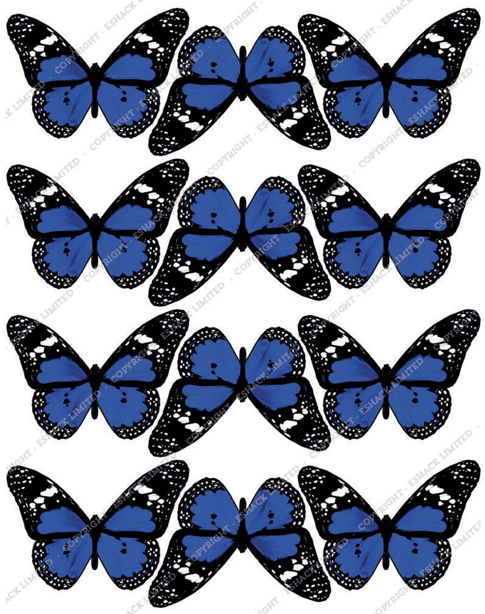 12 X PRECUT Blue Butterfly Edible Cake Toppers BT040 Etsy India