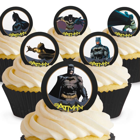 BATMAN BLUE BORDER PRECUT EDIBLE HAPPY BIRTHDAY CAKE TOPPER DECORATION
