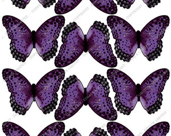 Cakeshop 12 x PRE-CUT Purple Butterfly Edible Cake Toppers BT013