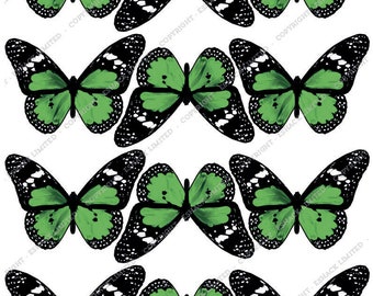 Cakeshop 12 x PRE-CUT Green Butterfly Edible Cake Toppers BT043