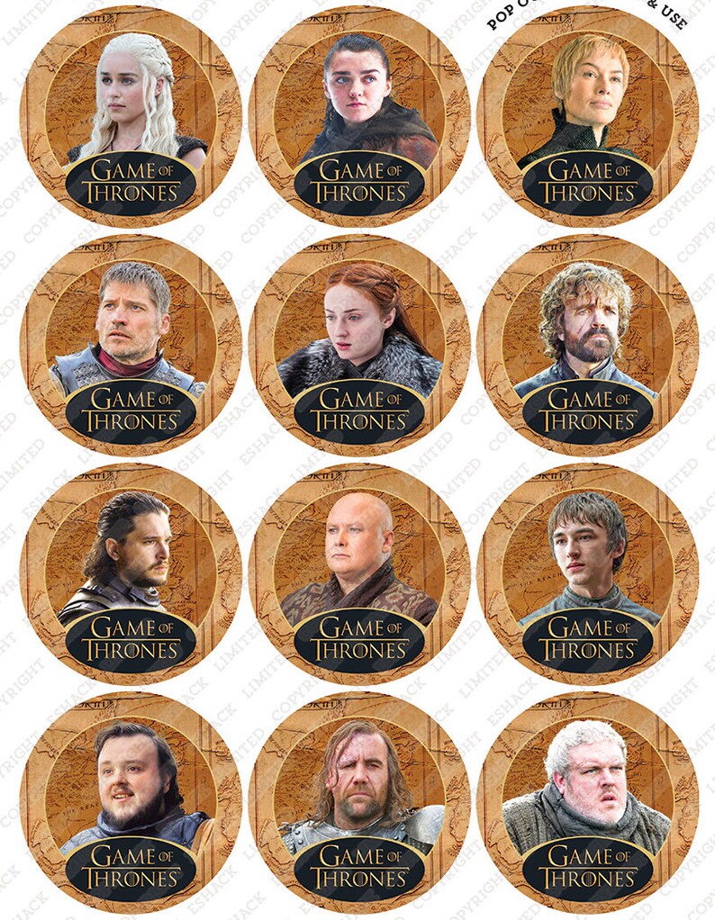 Toppershack 12 x PRECUT Game of Thrones Edible Cake Toppers Etsy
