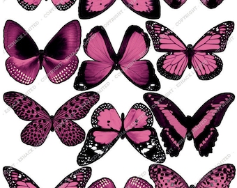 Cakeshop 12 x PRE-CUT Pink Butterfly Edible Cake Toppers BT073