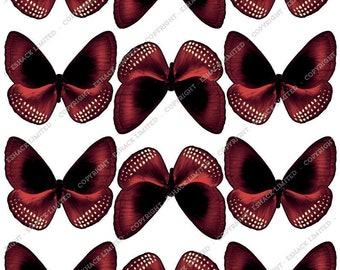 Cakeshop 12 x PRE-CUT Red Butterfly Edible Cake Toppers BT038