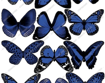 Cakeshop 12 x PRE-CUT Blue Butterfly Edible Cake Toppers BT065