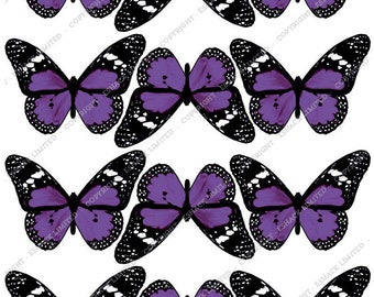 Cakeshop 12 x PRE-CUT Purple Butterfly Edible Cake Toppers BT049