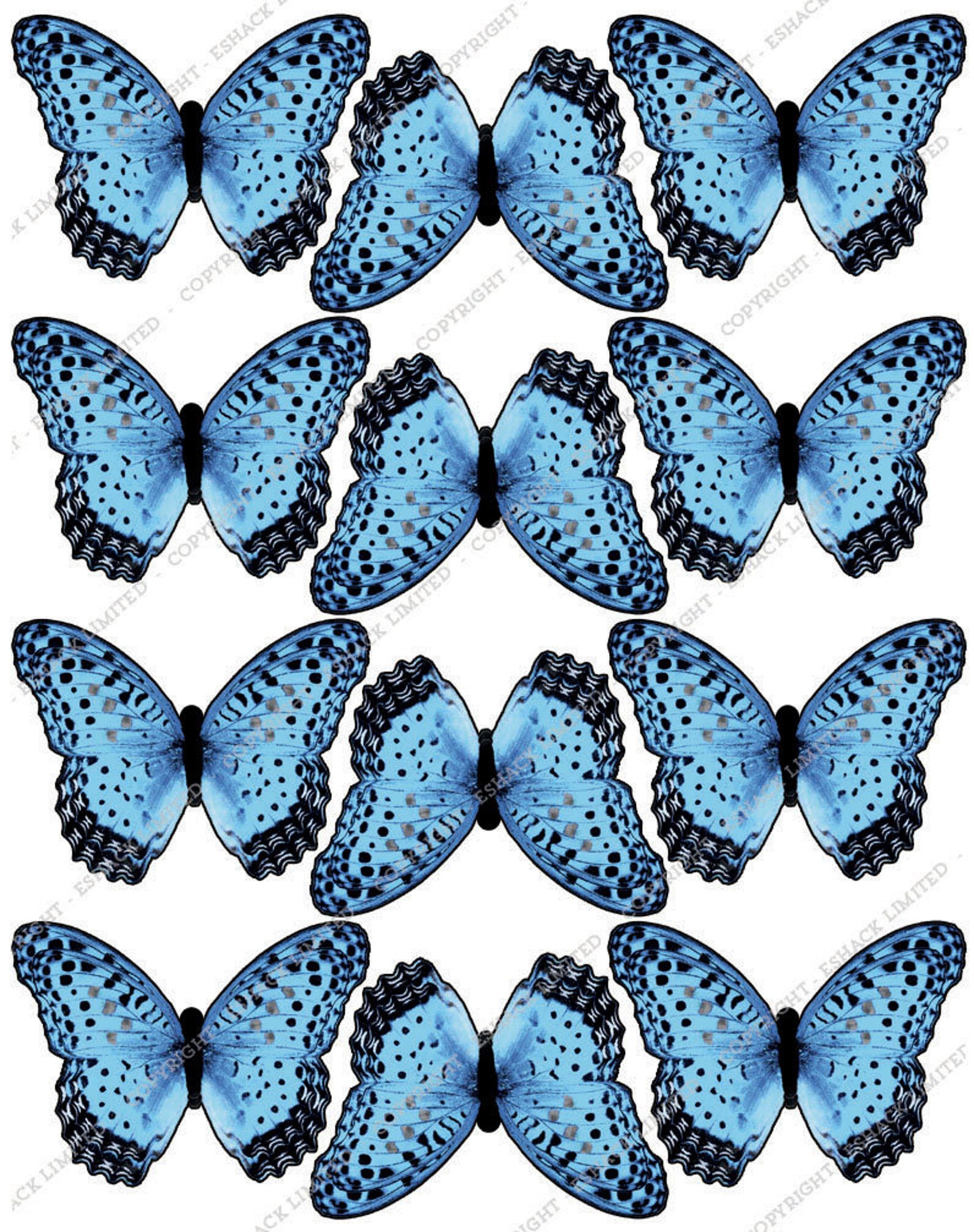 12 X PRECUT Light Blue Butterfly Edible Cake Toppers Etsy