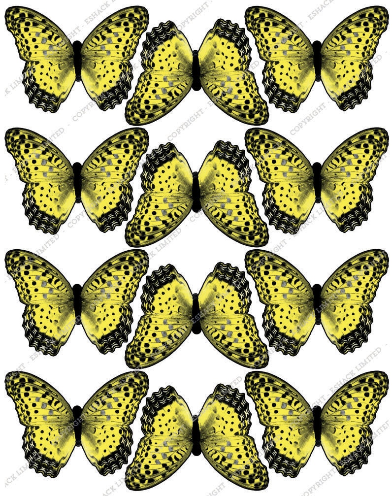 Cakeshop 12 x PRE-CUT Yellow Butterfly Edible Cake Toppers BT015