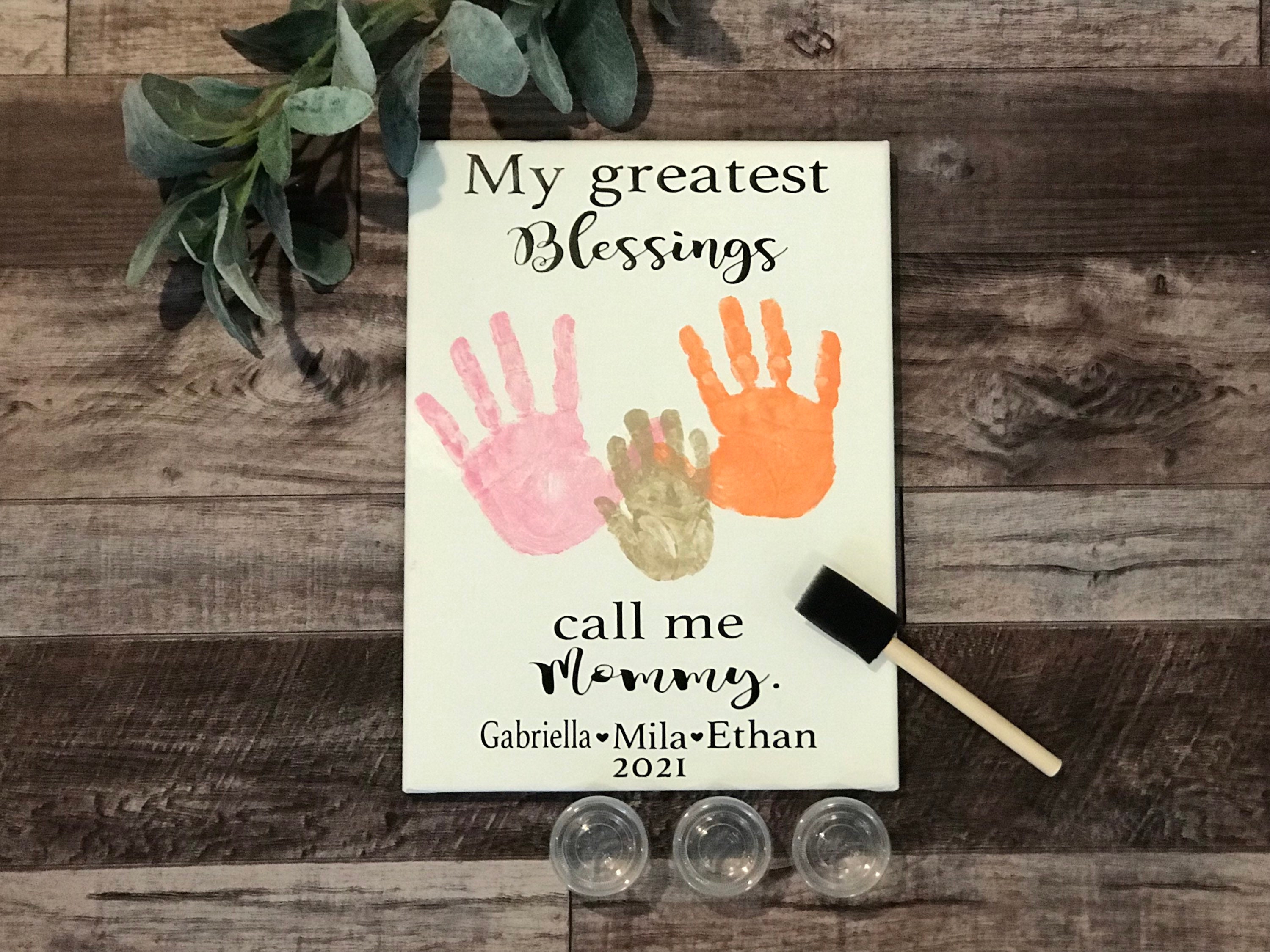 Mother's Day Handprint Canvas Kit / Personalized Family Etsy