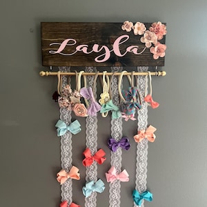Bow Holder/ Headband Holder/ Personalized Bow and Headband Holder/ Baby Girl Gift/ Baby Shower Gift/ Girl Nursery/ floral headband holder