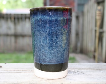 Black and blue tall planter
