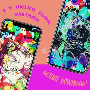 VANESSA PARADIS | Set of 2 Illustrated Instant Download Bookmarks | Set of 2 Downloadable Phone Wallpapers | 1 Printable Coloring Portrait