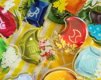 FFXIV DAWNTRAIL Flower Job Stone Pins - Acrylic with Epoxy