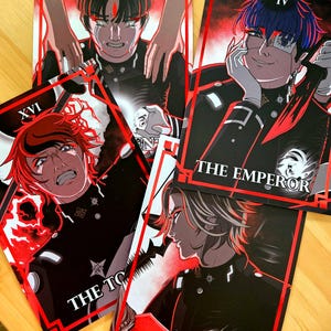 A5 Red Foiled Tarot Prints - The Hundred Line: Last Defense Academy
