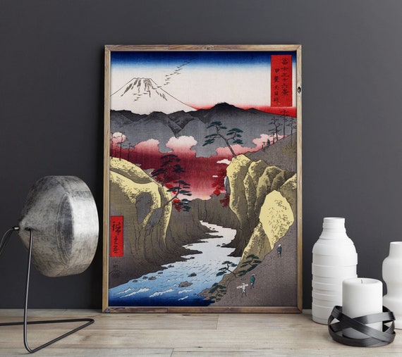 Mountain River Japanese Woodblock Poster hiroshige woodblock | Etsy