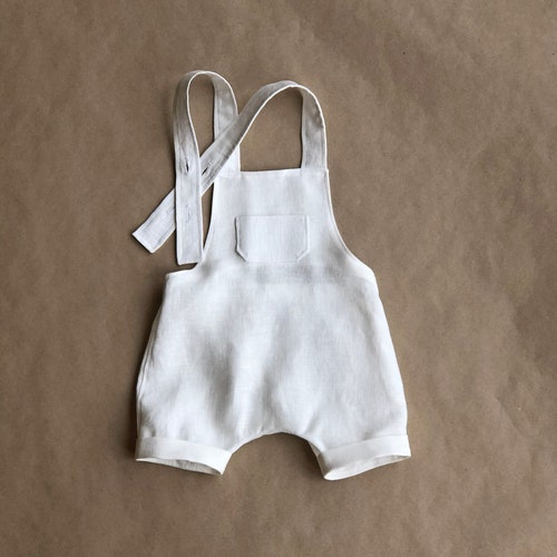 Baby Boy White Romper Newborn Ivory Romper Natural Linen Etsy