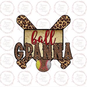 Baseball Softball Granna Leopard PNG Download Sublimation Design