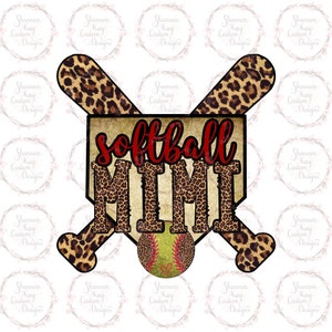 Softball Mimi Leopard PNG Download Sublimation Design