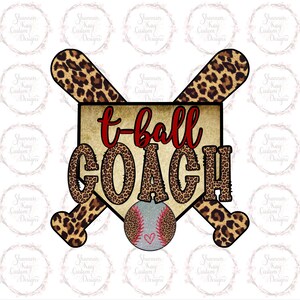 T-Ball Coach  Leopard PNG Download Sublimation Design