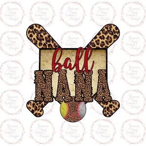 Baseball Softball Nana Leopard PNG Download Sublimation Design