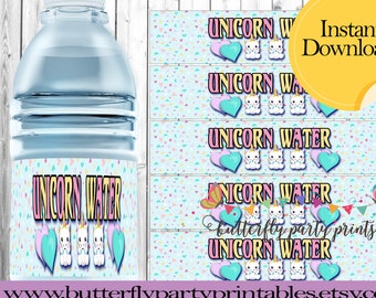 Unicorn Water Bottle Labels
