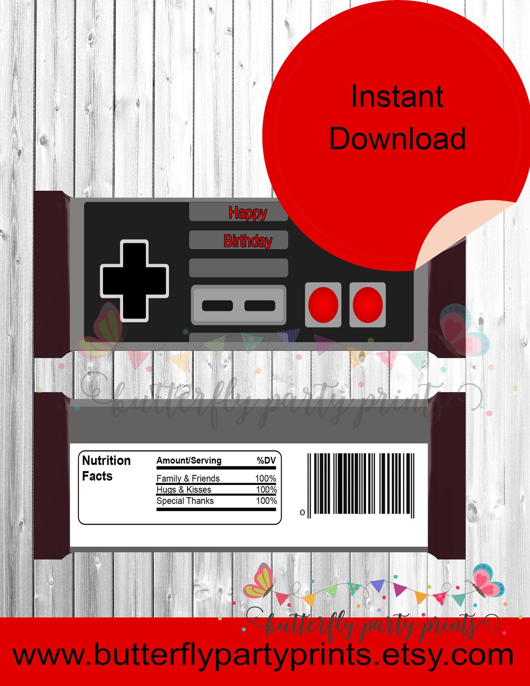 Game Controller Candy Bar Wrapper Etsy