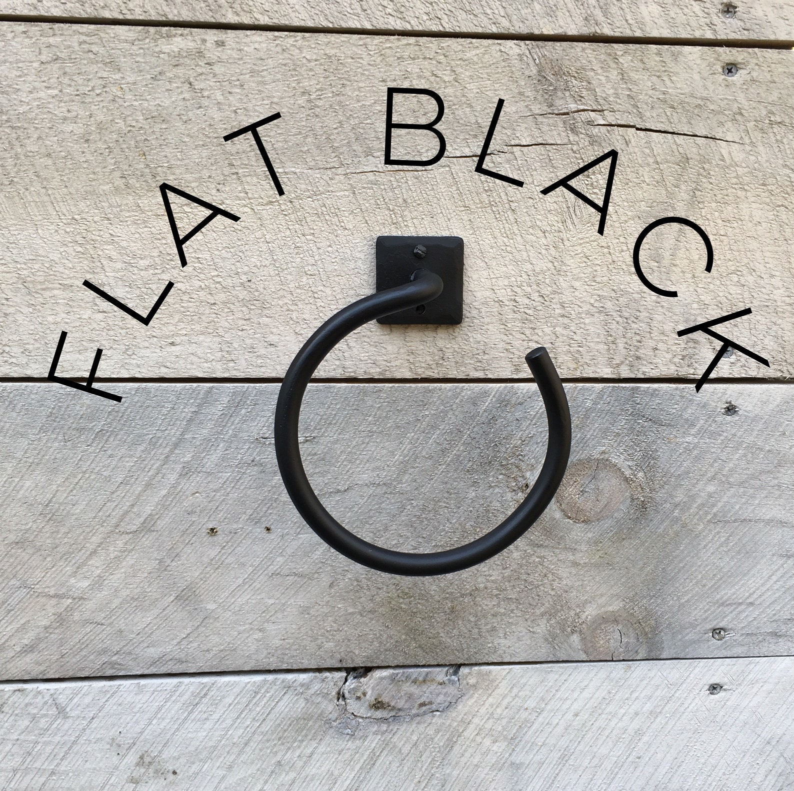 HighFree Industrial Towel Ring – Farmhouse Pipe Style Hand Towel Holder, Matte Black Wall Mounted, Rustic Iron Bathroom Hardware, 5.9" Ring Diameter