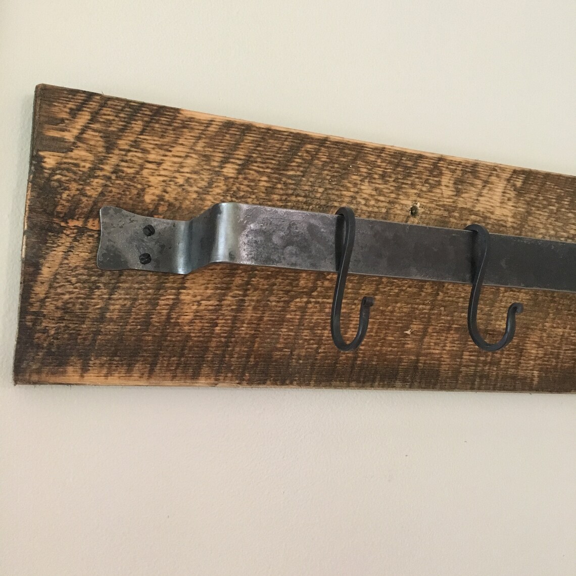 Wrought Iron Wall Mounted Pot Rack Rustic Wall Mounted Pot Etsy