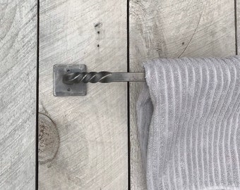 Handcrafted Wrought Iron Towel Bar: Rustic Twist Design