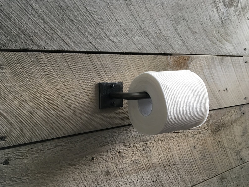 Black Iron Toilet Paper Holder Modern Bath Decor Industrial Etsy