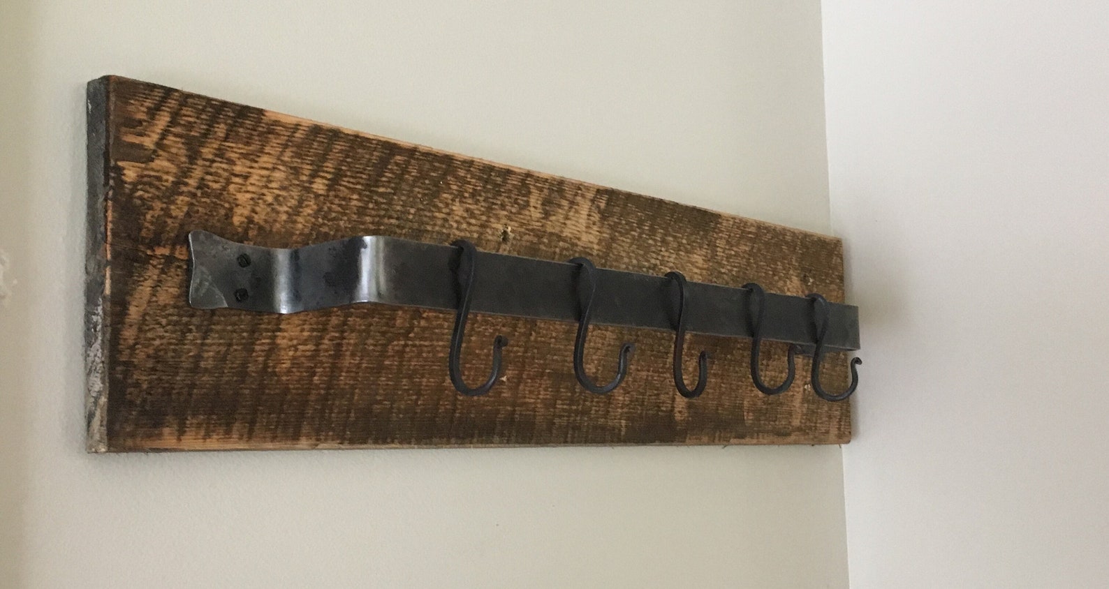 Wrought Iron Wall Mounted Pot Rack Rustic Wall Mounted Pot Etsy