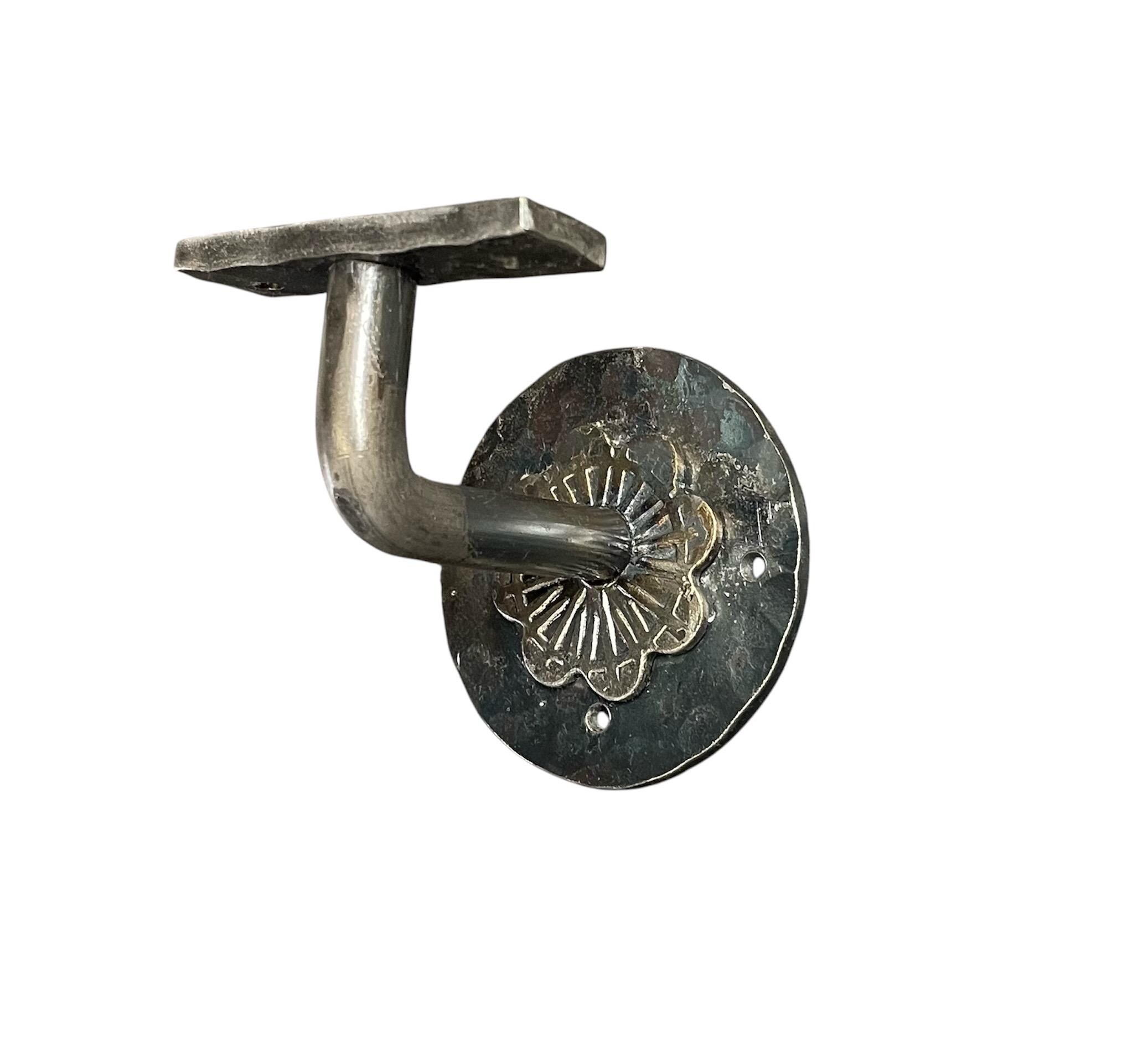Hammered Steel railing bracket- handmade handrail bracket with hammered steel and decorative accent