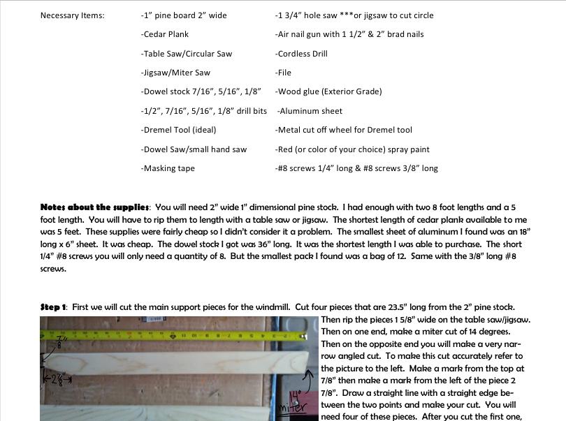 Mini Wooden Garden Windmill Instructions PDF, DIY Rustic Yard Decor